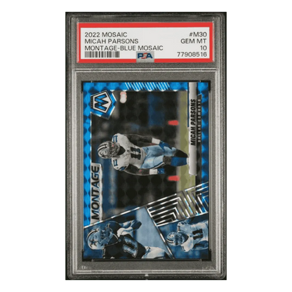 Micah Parsons PSA 10 2022 Panini Mosaic Montage Blue Mosaic #d/ 99 Card #M30