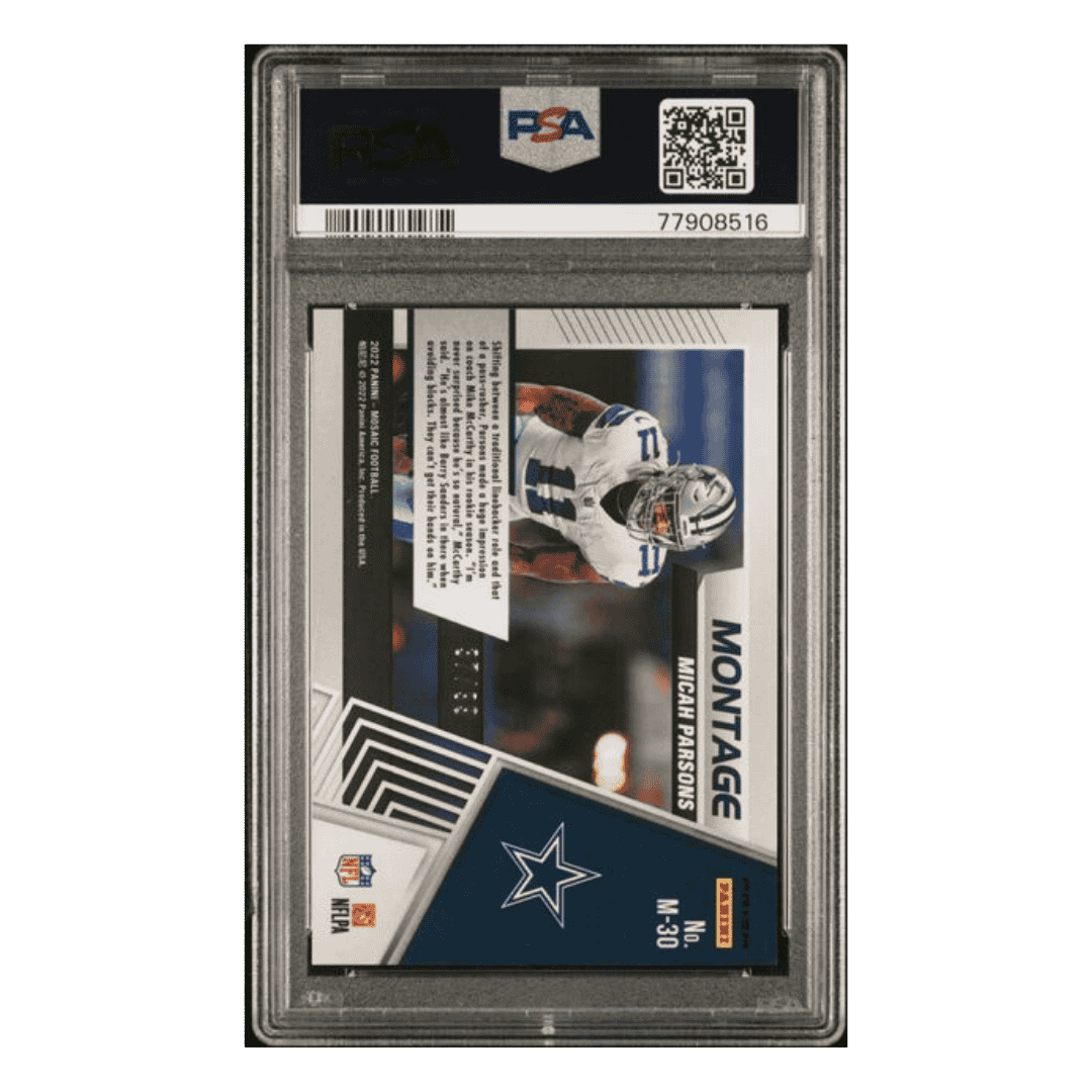 Micah Parsons PSA 10 2022 Panini Mosaic Montage Blue Mosaic #d/ 99 Card #M30