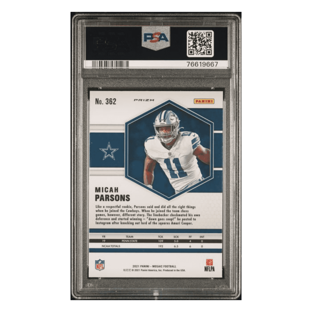 Micah Parsons PSA 9 2021 Panini Mosaic Camp Pink Rookie RC Card #362