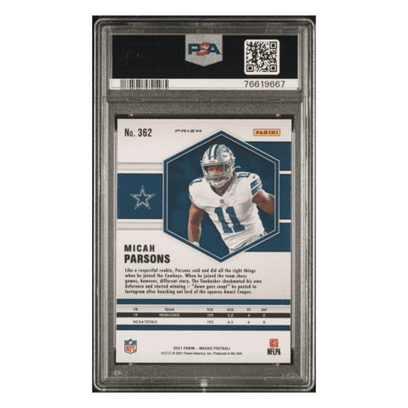 Micah Parsons PSA 9 2021 Panini Mosaic Camp Pink Rookie RC Card #362