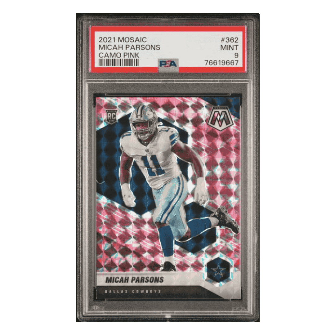 Micah Parsons PSA 9 2021 Panini Mosaic Camp Pink Rookie RC Card #362