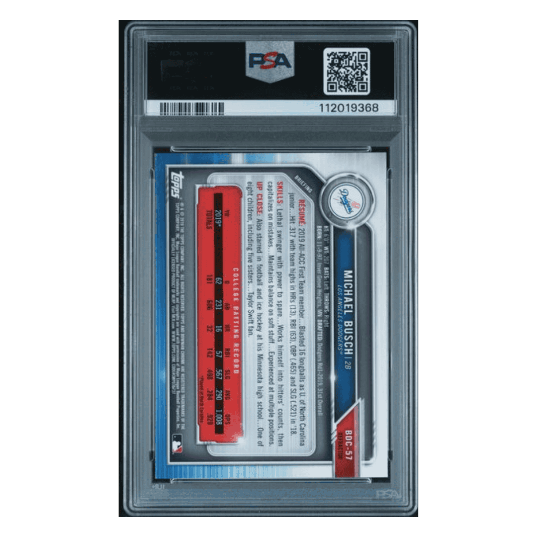 Michael Busch PSA 10 2019 Topps Bowman Draft Chrome Refractor Card #BDC57