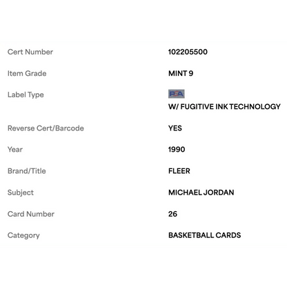 Michael Jordan PSA 9 1990 Fleer Card #26
