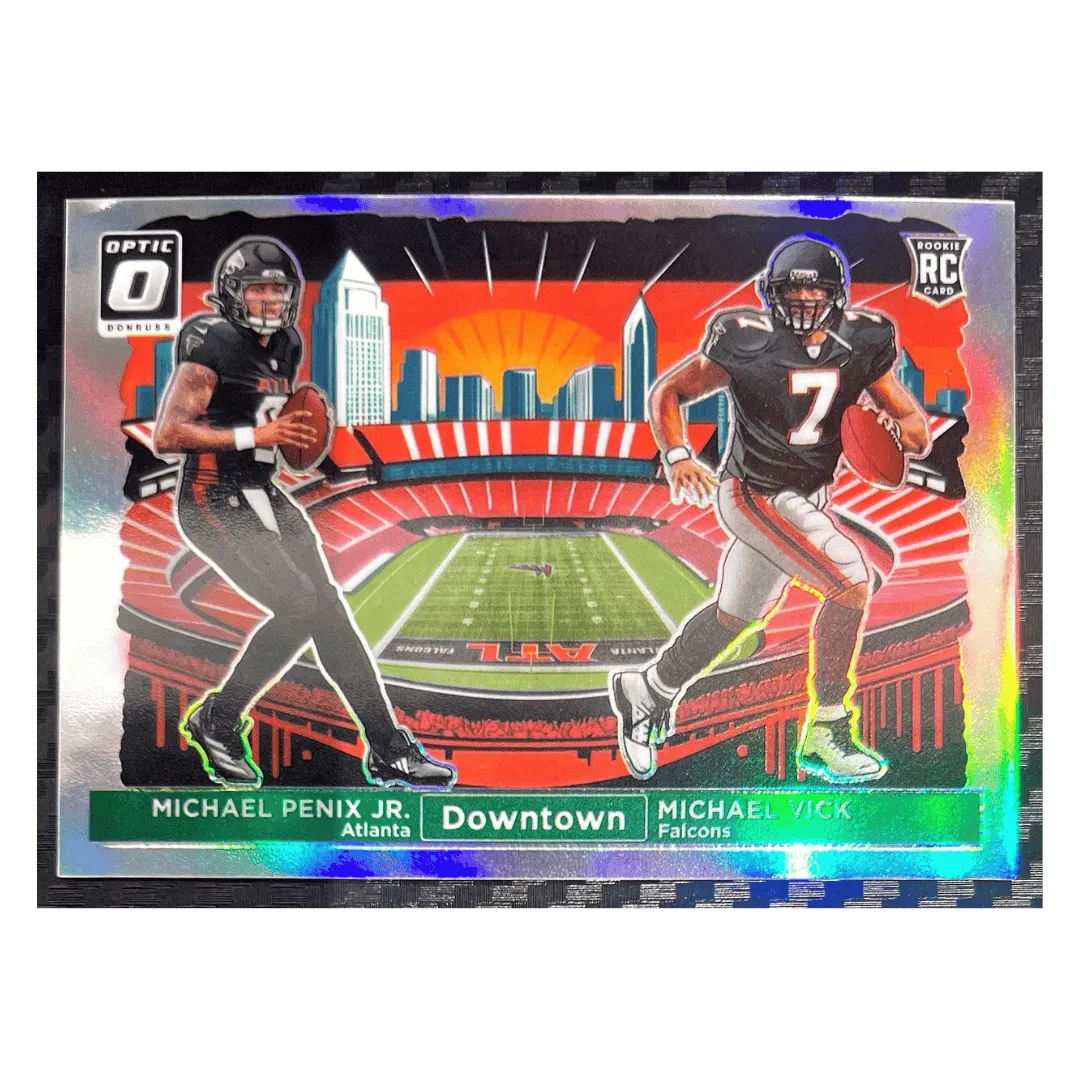 Michael Penix Jr & Michael Vick 2024 Panini Donruss Optic Downtown Duos Rookie RC Card #14