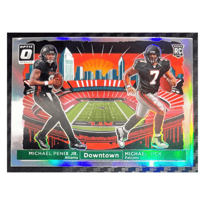 Michael Penix Jr & Michael Vick 2024 Panini Donruss Optic Downtown Duos Rookie RC Card #14
