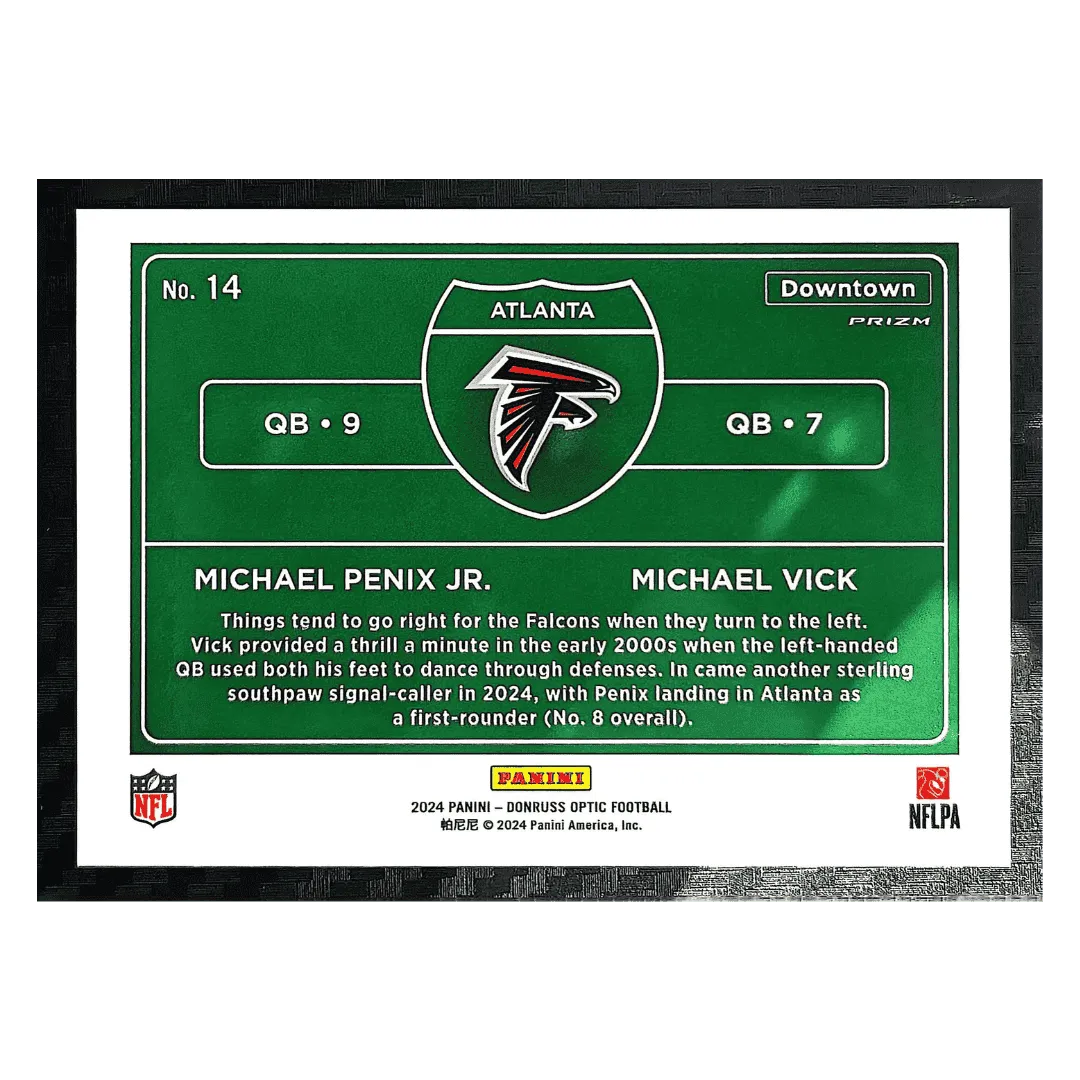 Michael Penix Jr & Michael Vick 2024 Panini Donruss Optic Downtown Duos Rookie RC Card #14