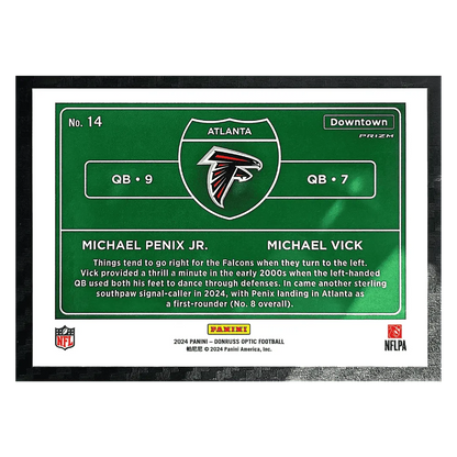 Michael Penix Jr & Michael Vick 2024 Panini Donruss Optic Downtown Duos Rookie RC Card #14