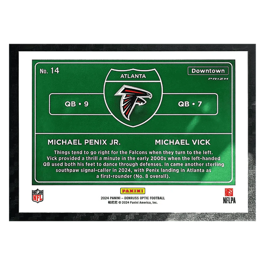 Michael Penix Jr & Michael Vick 2024 Panini Donruss Optic Downtown Duos Rookie RC Card #14