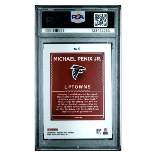 Michael Penix Jr PSA 10 2024 Panini Donruss Optic Uptowns Rookie RC Card #9