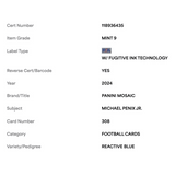 Michael Penix Jr PSA 9 2022 Panini Mosaic Reactive Blue Rookie RC Card #308