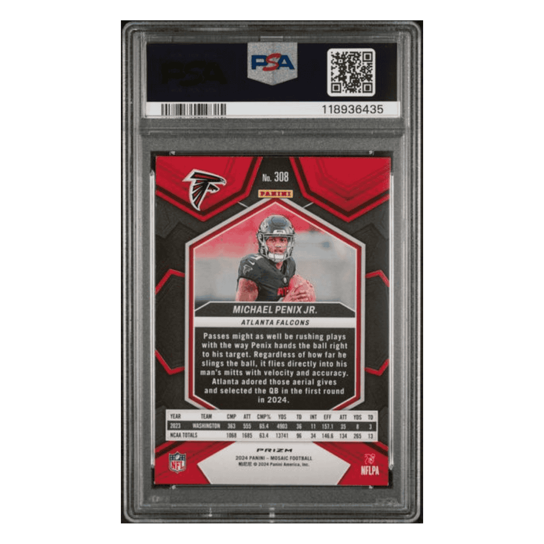 Michael Penix Jr PSA 9 2022 Panini Mosaic Reactive Blue Rookie RC Card #308