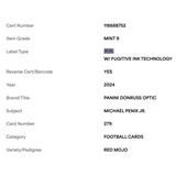 Michael Penix Jr PSA 9 2024 Panini Donruss Optic Rated Rookie Red Mojo Card #279