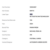 Michael Penix Jr PSA 9 2024 Panini Prizm Autograph Green Scope Rookie RC #d/75 Card #378