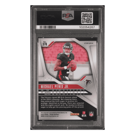 Michael Penix Jr PSA 9 2024 Panini Prizm Autograph Green Scope Rookie RC #d/75 Card #378