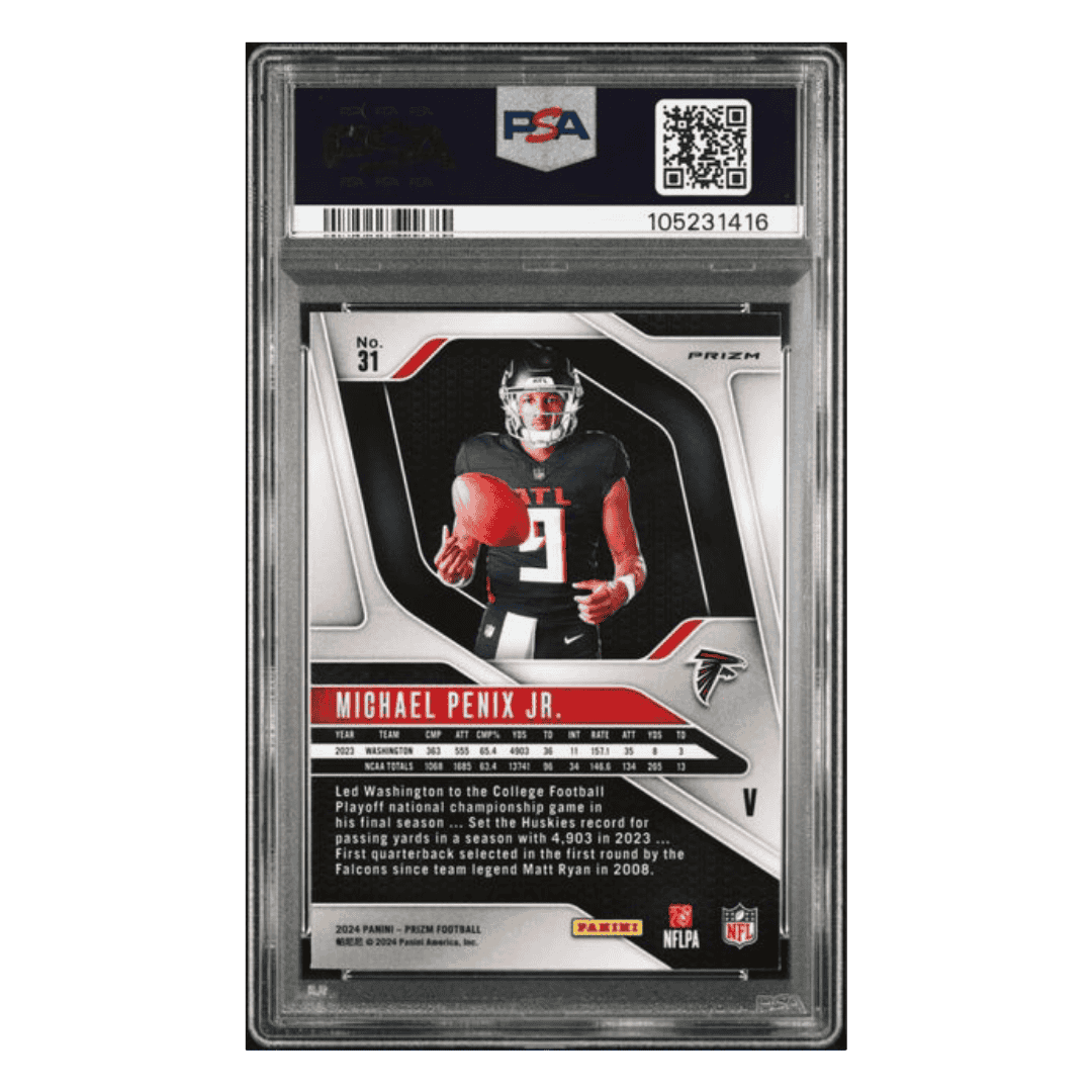 Michael Penix Jr PSA 9 2024 Panini Prizm Rookie Variation Rookie RC Card #31