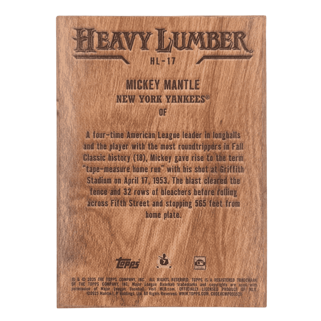 Mickey Mantle 2025 Topps Heavy Lumber Card #HL-17