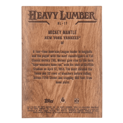 Mickey Mantle 2025 Topps Heavy Lumber Card #HL-17
