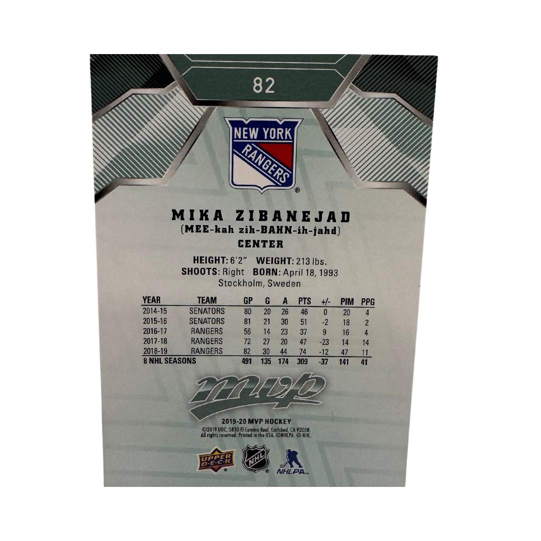 Mika Zibanejad Autographed Upper Deck 2019-20 MVP Hockey Card