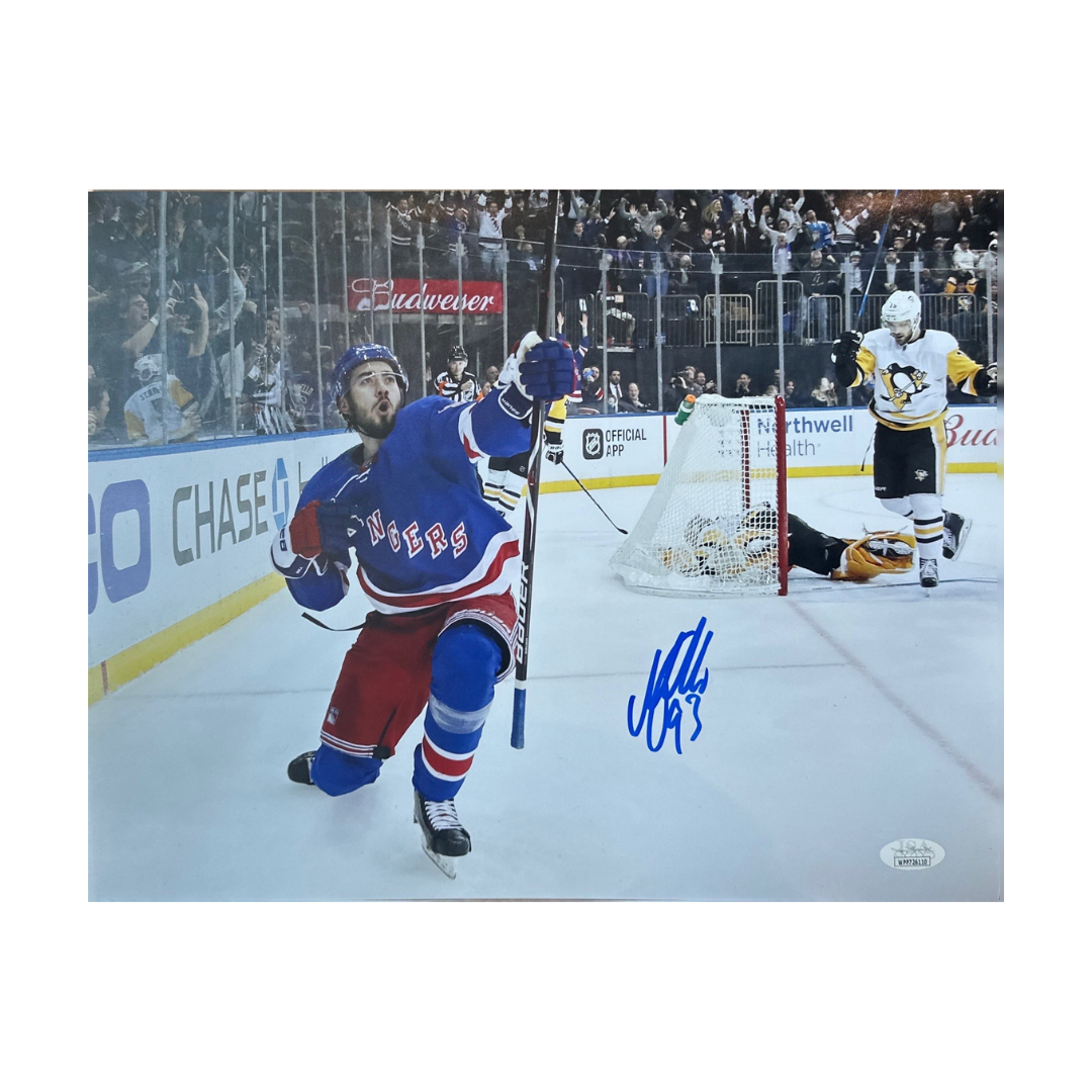 Mika Zibanejad New York Rangers Autographed Goal Celebration 11x14 Photo - JSA COA