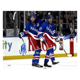 Mika Zibanejad & Tony DeAngelo New York Rangers Dual Autographed Celebration 11x14 Photo - JSA COA