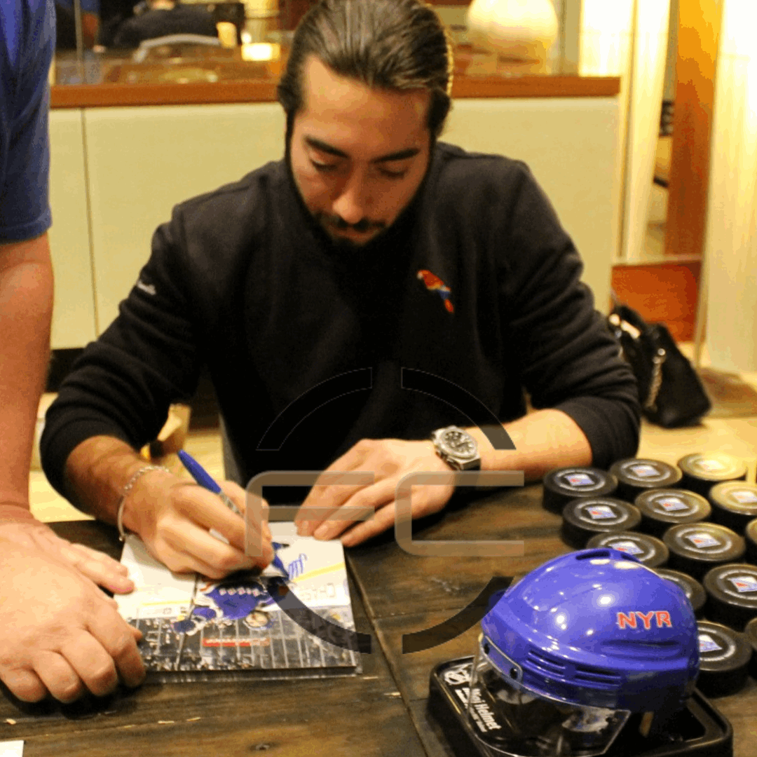 Mika Zibanejad & Tony DeAngelo New York Rangers Dual Autographed Celebration 11x14 Photo - JSA COA