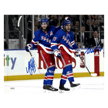 Mika Zibanejad & Tony DeAngelo New York Rangers Dual Autographed Celebration 11x14 Photo - JSA COA