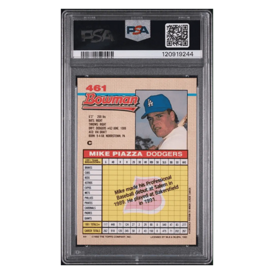 Mike Piazza PSA 9 1992 Topps Bowman Rookie RC Card #461