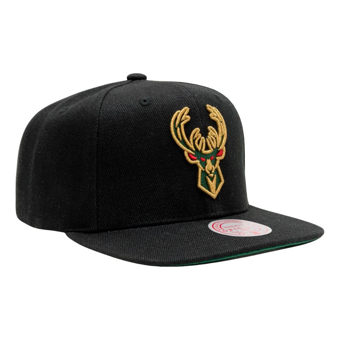 Milwaukee Bucks Mitchell and Ness BHM Logo Snapback Hat