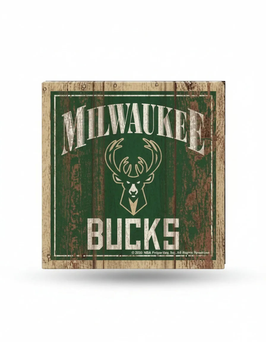 Milwaukee Bucks Wooden Magnet 3" x 3"