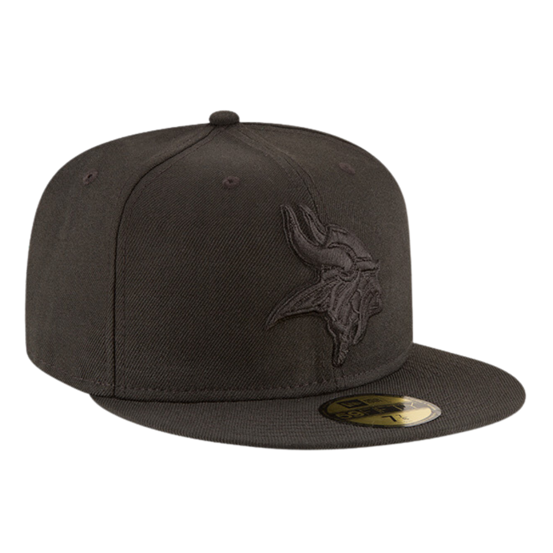 Minnesota Vikings Black On Black New Era 59FIFTY Fitted Hat
