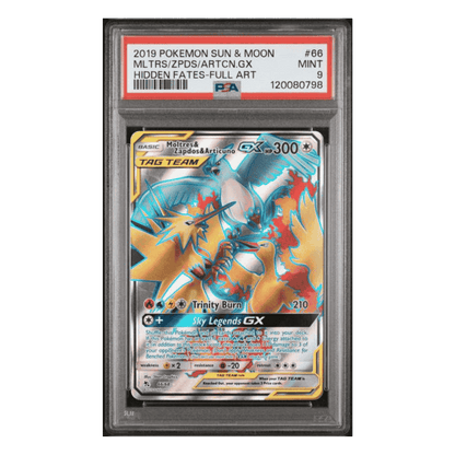 Moltres Zapdos Articuno GX PSA 9 2019 Pokemon Sun & Moon Hidden Fates - Full Art Card #66