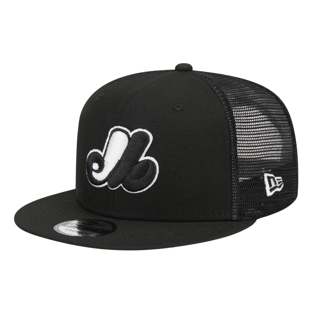 Montreal Expos Black & White Trucker New Era 9FIFTY Adjustable Snapback Hat