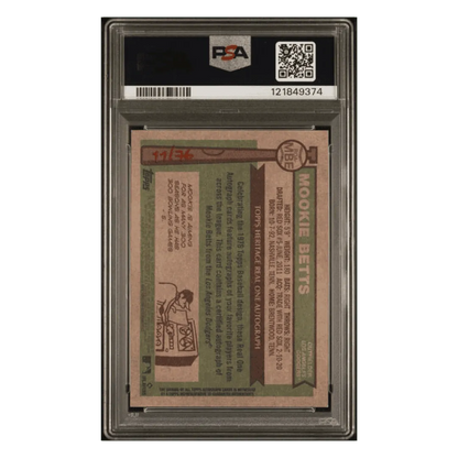 Mookie Betts PSA 10 2025 Topps Heritage Real One Autograph Red Ink #d/ 76 Card #ROAMBE