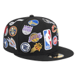 NBA All Over Logo New Era Black 59FIFTY Fitted Hat