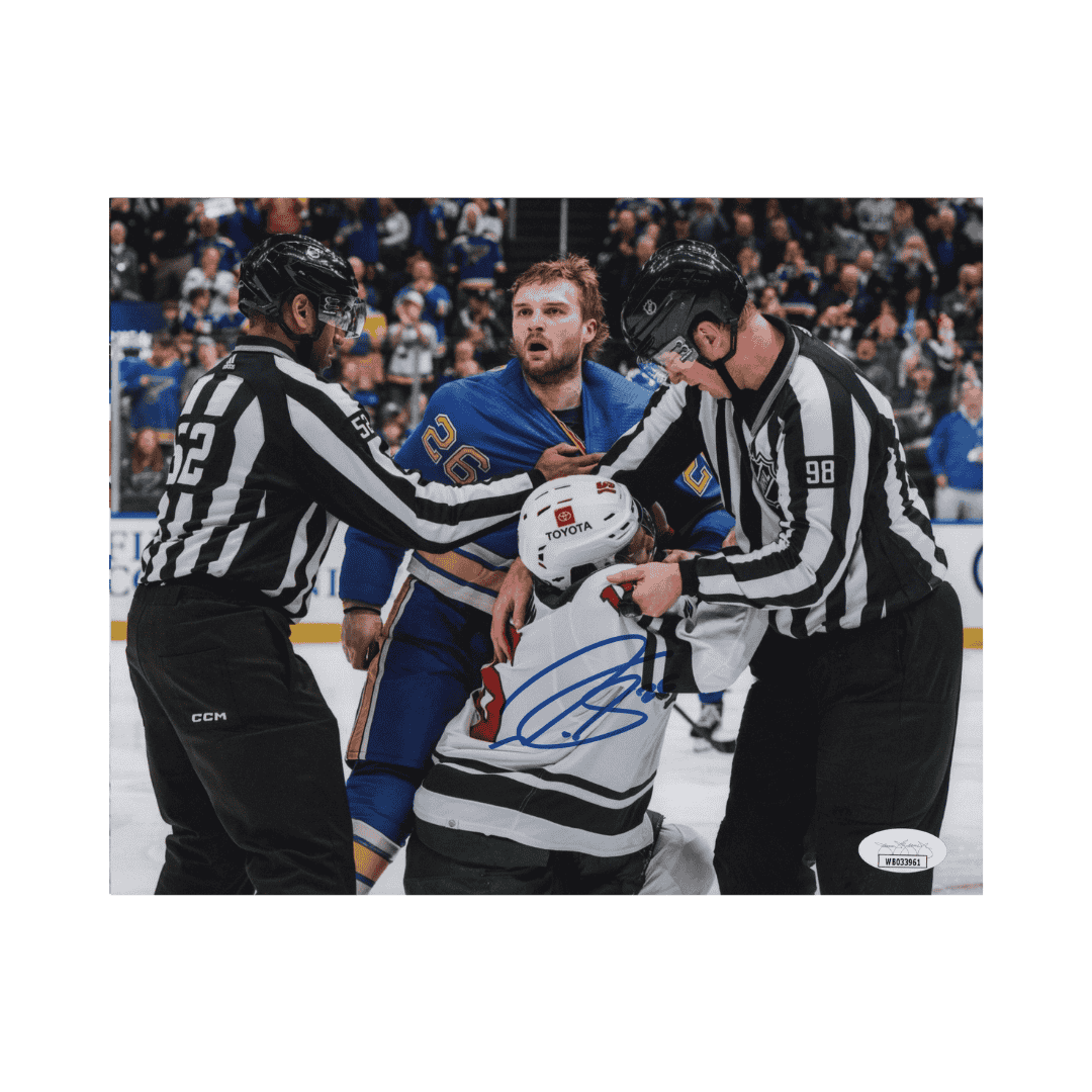 Nathan Walker St Louis Blues Autographed Fighting 8x10 Photo - JSA COA
