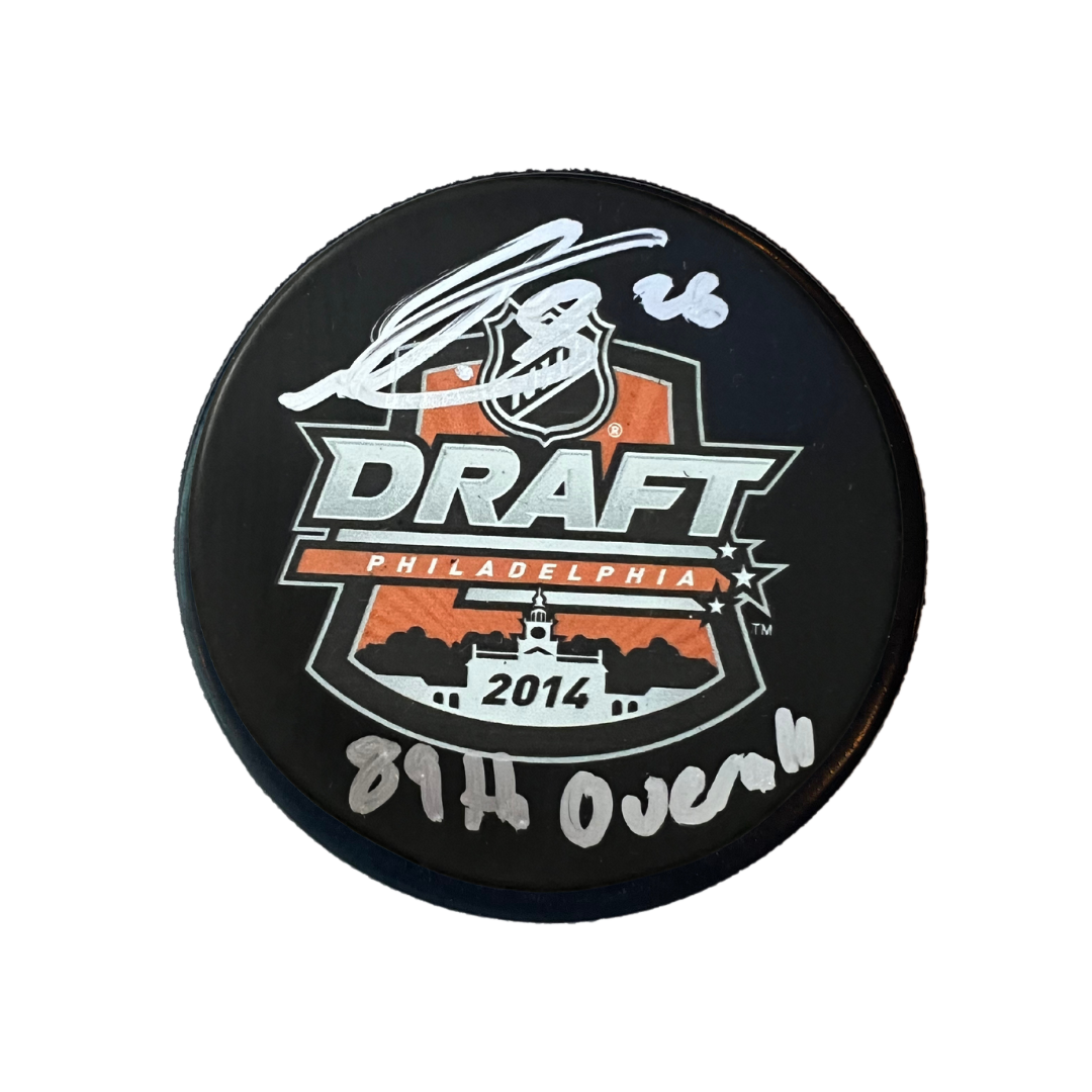 Nathan Walker St Louis Blues Autographed 2014 NHL Draft Puck with Inscription- Fan Cave COA NW1