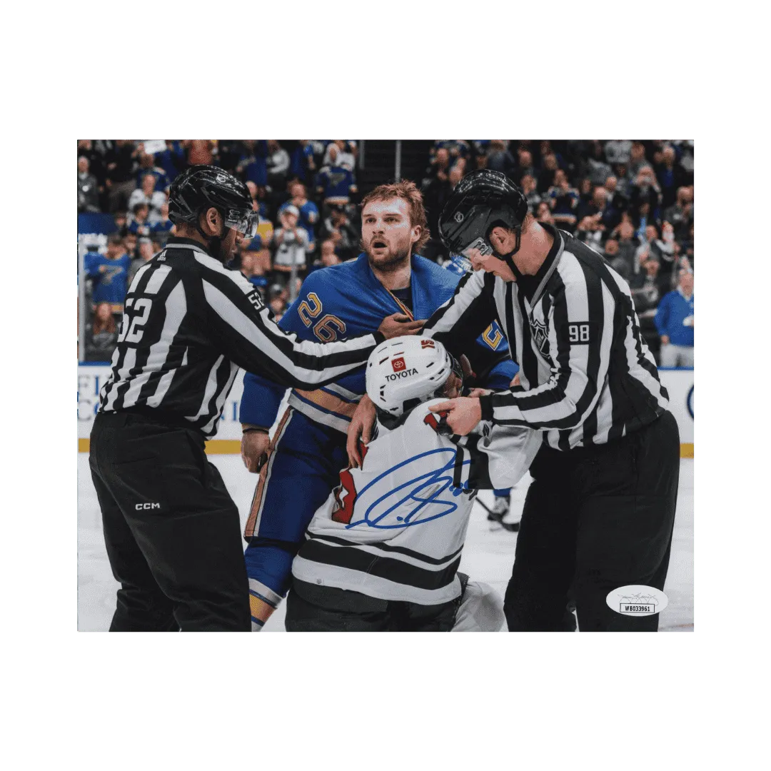 Nathan Walker St Louis Blues Autographed Fighting 8x10 Photo - JSA COA