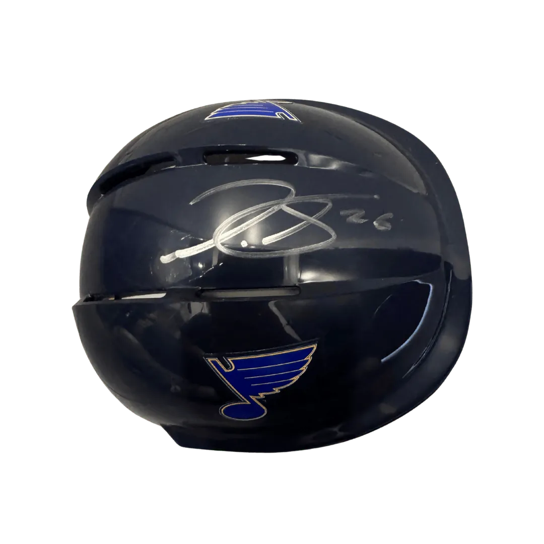 Nathan Walker St Louis Blues Autographed Mini Replica Blue Helmet - JSA COA