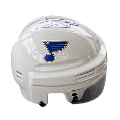 Nathan Walker St Louis Blues Autographed Mini Replica White Helmet - JSA COA