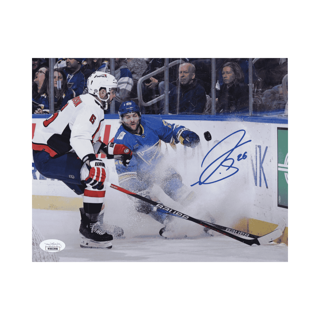 Nathan Walker St Louis Blues Autographed vs Capitals 8x10 Photo - JSA COA