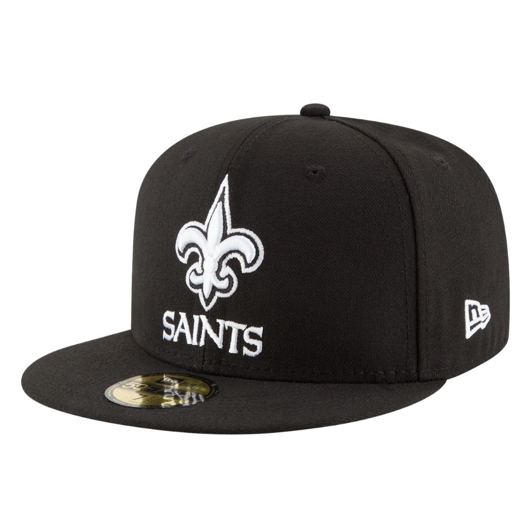 New Orleans Saints Black & White Logo New Era 59FIFTY Fitted Hat