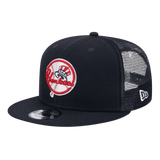 New York Yankees Throwback Trucker Meshback New Era Navy 9FIFTY Adjustable Snapback Hat