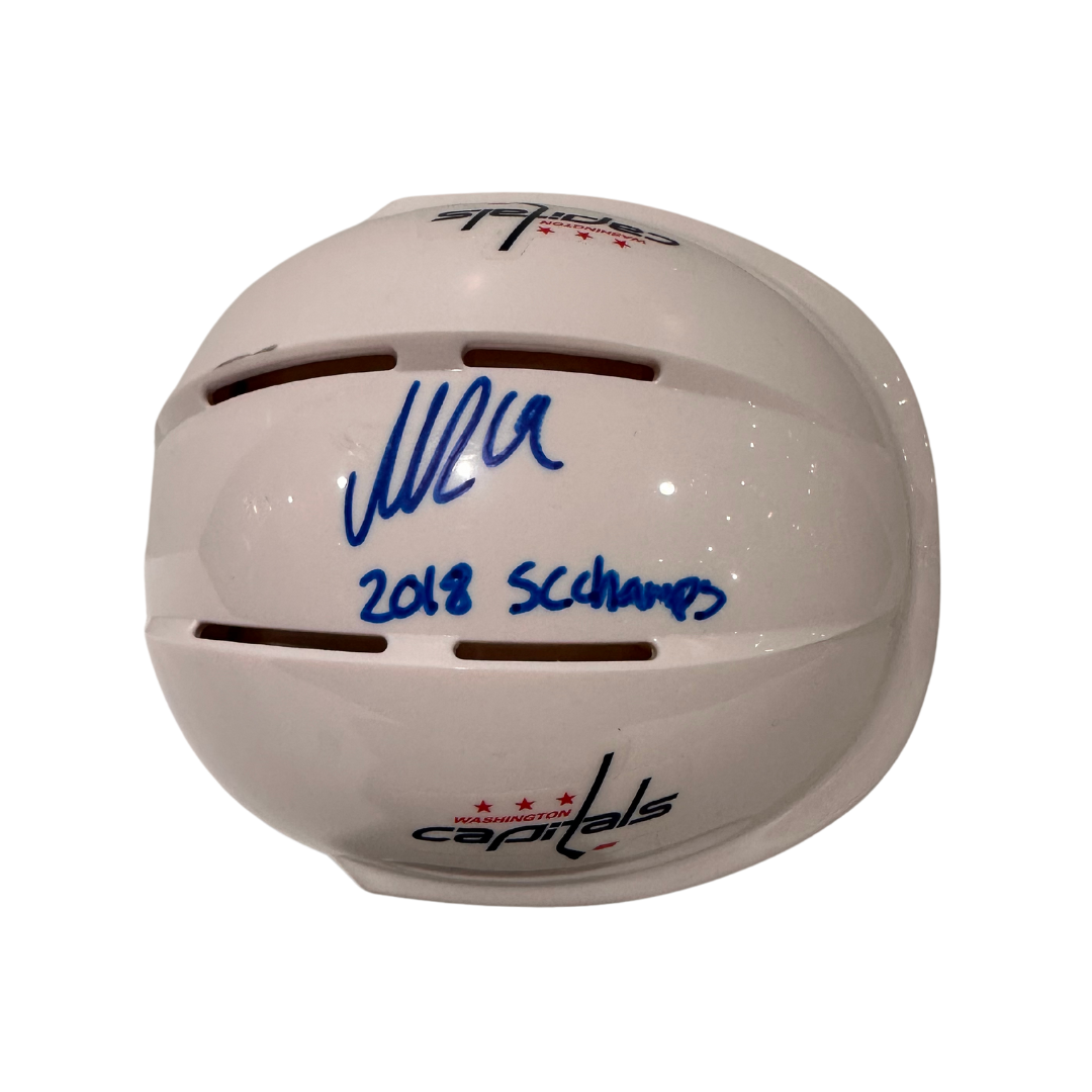 Nicklas Bäckström Washington Capitals Autographed Mini Replica White Helmet w/ "2018 SC Champs" Inscription  - JSA COA