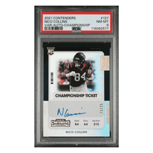 Nico Collins PSA 8 2021 Panini Contenders Variation Championship Ticket Autograph Rookie RC #d/ 25 Card #127