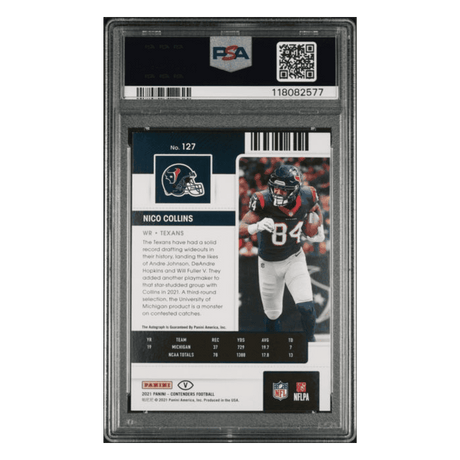 Nico Collins PSA 8 2021 Panini Contenders Variation Championship Ticket Autograph Rookie RC #d/ 25 Card #127