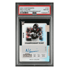Nico Collins PSA 8 2021 Panini Contenders Variation Championship Ticket Autograph Rookie RC #d/ 25 Card #127