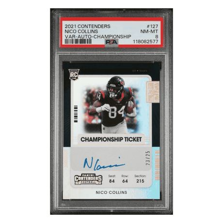 Nico Collins PSA 8 2021 Panini Contenders Variation Championship Ticket Autograph Rookie RC #d/ 25 Card #127
