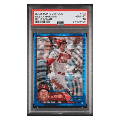 Nolan Gorman PSA 10 2023 Topps Chrome Blue Sonar #d/ 125 Card #192