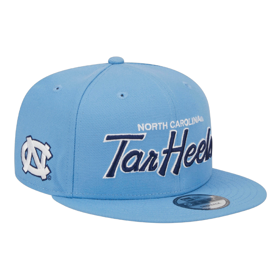 North Carolina Tar Heels Script Logo New Era Light Blue 9FIFTY Adjustable Snapback Hat
