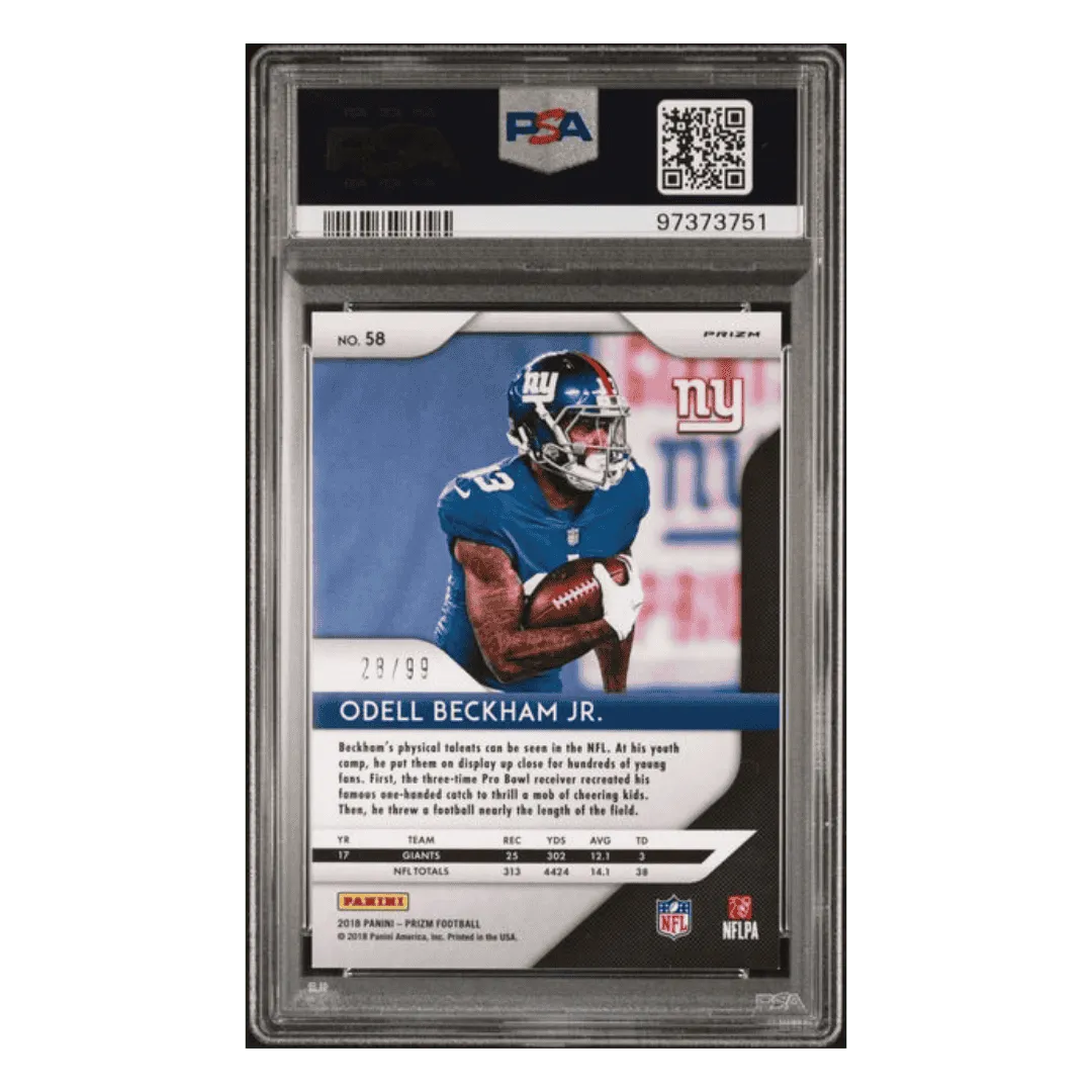 Odell Beckham Jr PSA 9 2018 Panini Prizm Blue Scope #d/ 99 Card #58